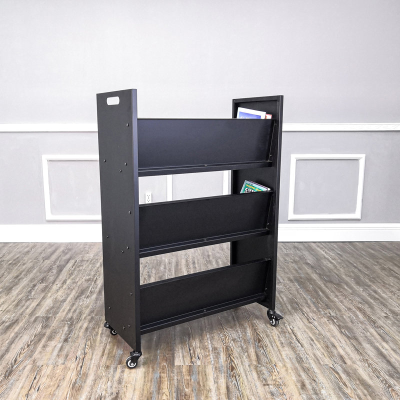 Fixturedisplays® Metal Book Cart Rooling Book Truck Library Book Cart